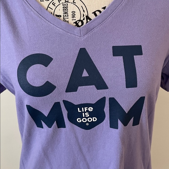 Life Is Good Lavender Cat Mom Tee - Picture 6 of 9
